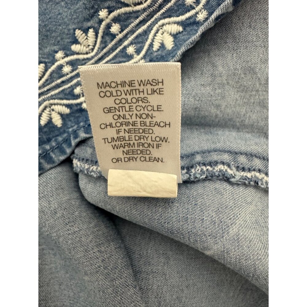 J. Jill Denim Chambray Embroidered Tunic Top Size XL Shirt Blouse Boho Peasant - Picture 11 of 11